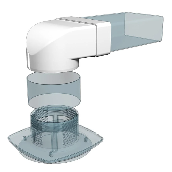 Соединитель угловой плоского воздуховода с круглым 90° 6х12 д.100Соединитель угловой плоского воздуховода с круглым 90° 6х12 д.100[image_num]