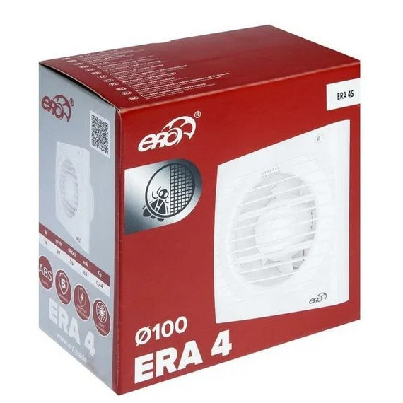 Осевой вытяжной вентилятор с сеткой и датчиком влажности ERA 4S HT D100 WhiteОсевой вытяжной вентилятор с сеткой и датчиком влажности ERA 4S HT D100 White[image_num]