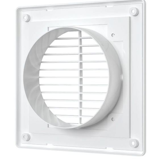 Вытяжная вентиляционная решетка из АБС-пластика с рамкой и фланцем Era 1515П10Ф 15х15 D100 WhiteВытяжная вентиляционная решетка из АБС-пластика с рамкой и фланцем Era 1515П10Ф 15х15 D100 White[image_num]
