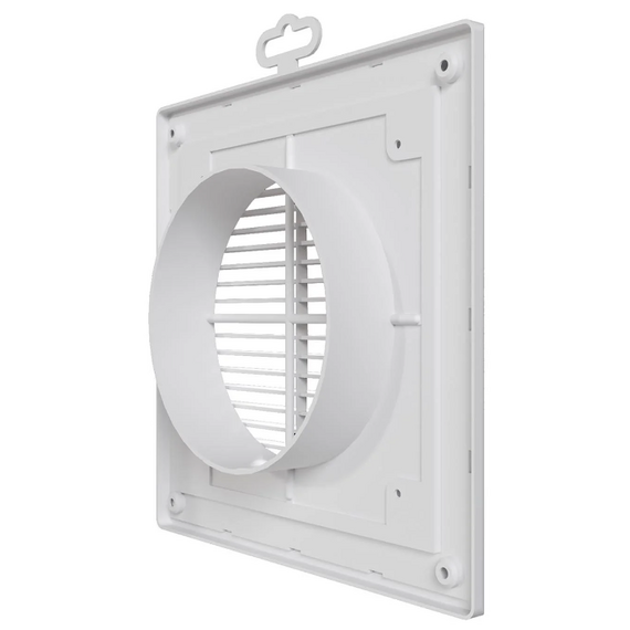 Вытяжная вентиляционная решетка из АБС-пластика с рамкой и фланцем Era 2121П12Ф 21х21 D125 WhiteВытяжная вентиляционная решетка из АБС-пластика с рамкой и фланцем Era 2121П12Ф 21х21 D125 White[image_num]